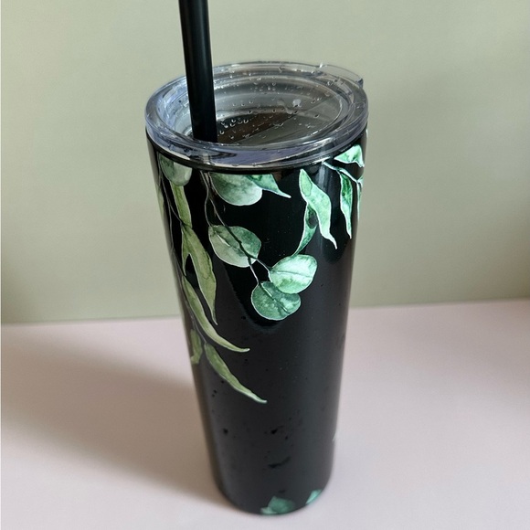 Custom Green Leaf Black Travel Tumbler Drinkware 20oz - Picture 3 of 7